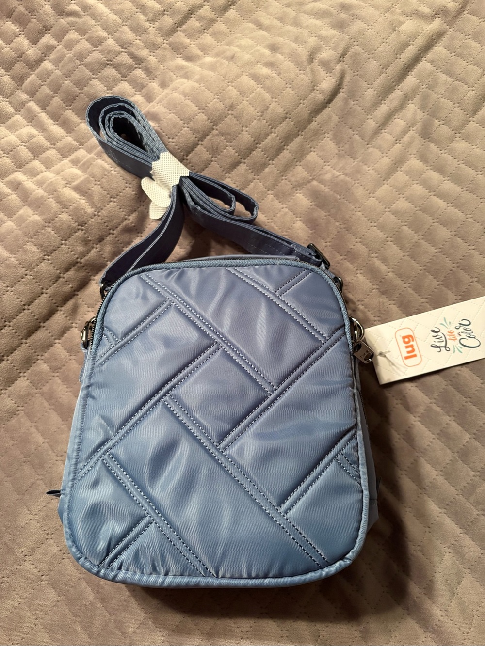 Lug Skeeter Bridge Denim Drift Blue NWT Crossbody Bag Purse dusty blue compact - Picture 2 of 11